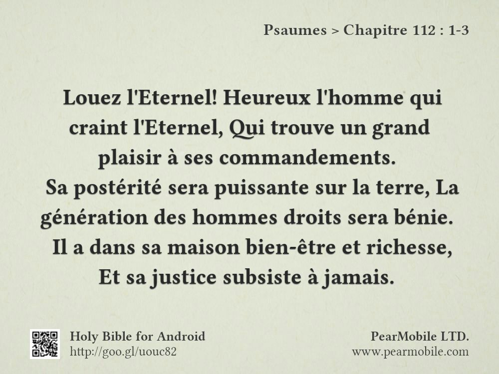 Psaumes, Chapitre 112:1-3
